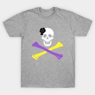 Non-Binary Pride Skull and Crossbones T-Shirt